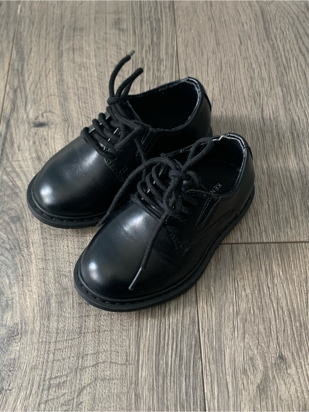 Kids Black Lace-Up Dress Shoes